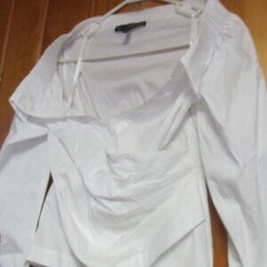 Sz 8 White Off Shoulder Blouse Women sz M Blouse Womens Long Sleeve White Blouse